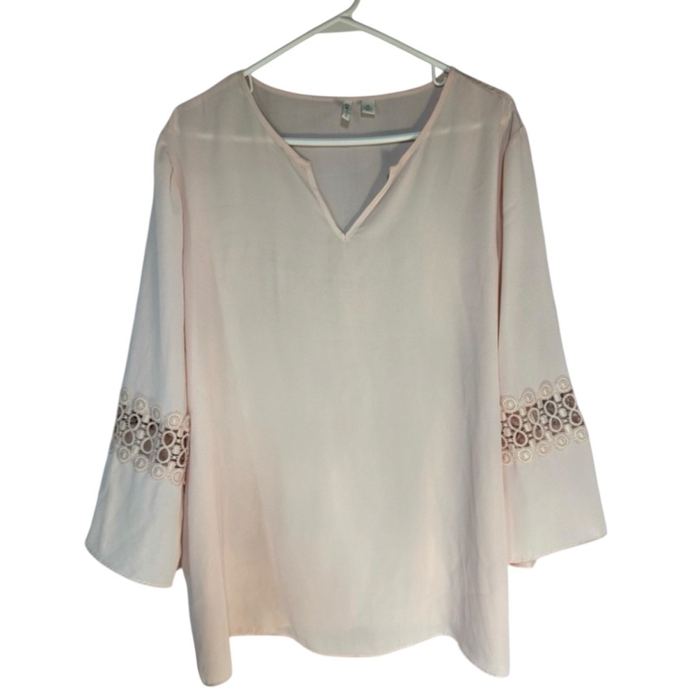 Cato Light Pink Blouse with Lace Sleeves